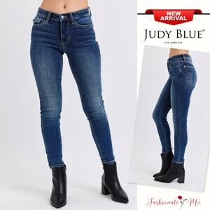 Judy Blue Mid Rise Waist Thermal Lining Zip Fly Dark Wash Skinny Denim Jeans